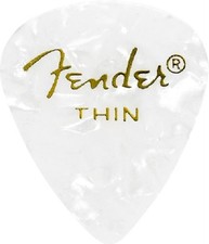 Fender 351 Premium Celluloid Guitar Picks - THIN WHITE MOTO - 12-Pack 1 Dozen 
