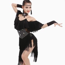Fashion Children's Professional Latin Dance Performance costume Tassel 110-170cm