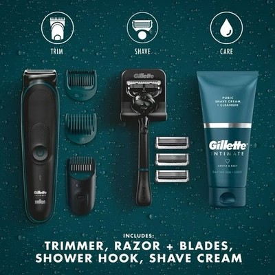 Gillette Men's Trimmer Shaver, Pubic Hair and Body Grooming Kit, Intimate Series