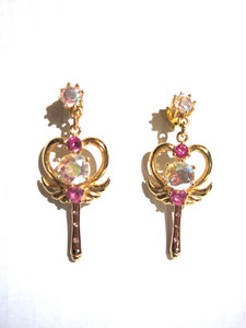 Authentic BISOULOVELY Earrings 925 Silver Gold Plated Sailor Moon Inspired Pierced Pink CZ