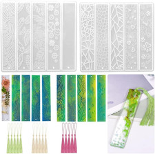 2 Pcs DIY Bookmark Resin Mold with 10 Different Design, Rectangle Silicone Bookm