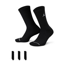 ADULT UNISEX JORDAN EVERYDAY CREW SOCKS 3 PAIRS BLACK/WHITE DX9632-010-SIZE M