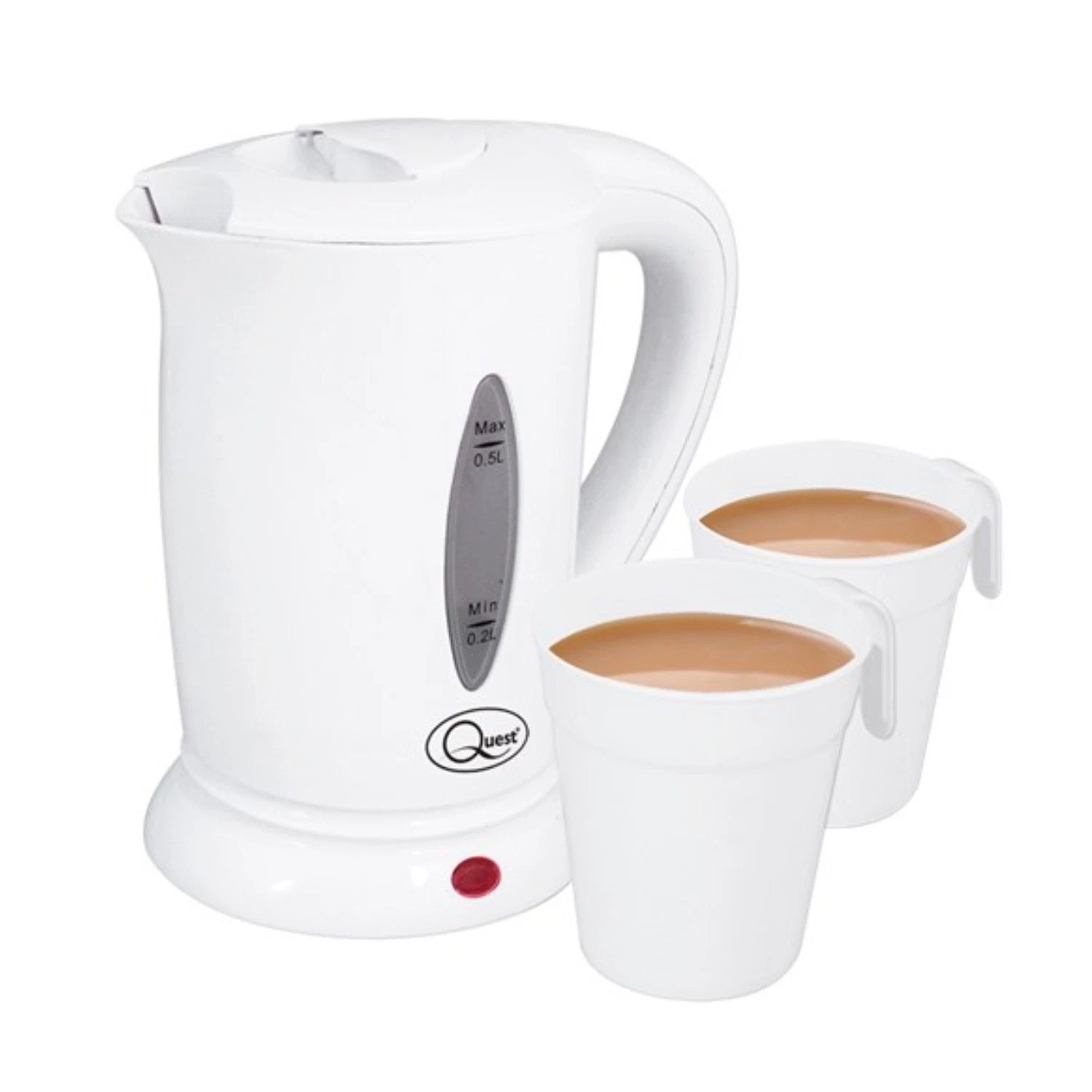 Quest Travel Kettle 0.5L Dual Voltage Electric 600W Auto Cut Off White 35440
