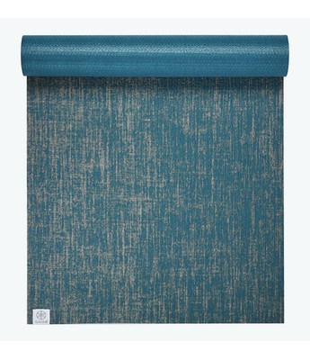 Gaiam Non-Slip Rubber Yoga Mat Blue/Gray 68 x 24 in 6mm Rectangle