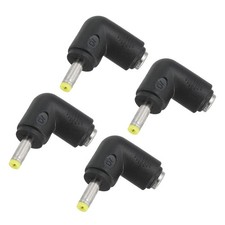 DC Power Connector Adapter, 4 Pcs 90 Degree Angle 5.5mm x 2.1mm, Black/Yellow