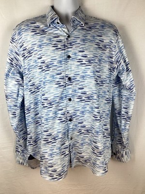 Luchiano Visconti Black Men's L  Dress Shirt Long Sleeve Button Abstract Design