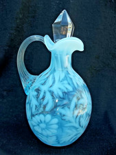 LG WRIGHT GLASS BLUE   DAISY & FERN CRUET & STOPPER