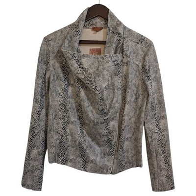 Scully Zip Drape Cross Over Snakeskin Print Jacket Size S NWT