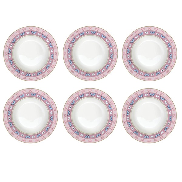 6Er Set Suppenteller Spring Parade Schmetterlinge D. 21,5Cm Porzellan Easy Life-image