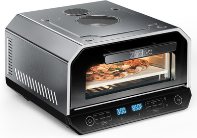 12-Inch Indoor Pizza Oven, 90 Sec Cook, 850°F, 10-in-1 Touchscreen, Silver