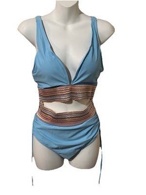 High Waisted Bikini Set Womens Medium Blue Bralette Top Ruf Side Two Piece . #23