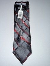 Kenneth Cole Reaction AWEARNESS Plaid Tie Gray Red Black Classic Menswear