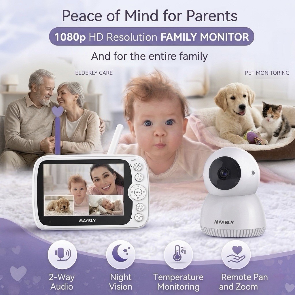 Baby Monitor Camera wScreen Night Vision 2Way Audio Pet Elder Security Camera HD
