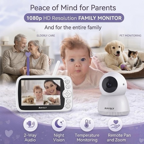 Baby Monitor Camera wScreen Night Vision 2Way Audio Pet Elder Security Camera HD