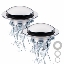 Chrome Bathroom Sink Drain Stopper,Universal Pop-Up Drain Stopper Plug Strain...
