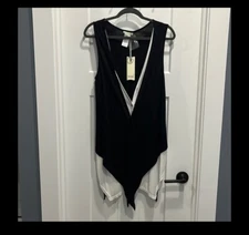 Dolcezza black and white sleeveless cardigan/Vest, Multiple Ways To Wear Sz Sm