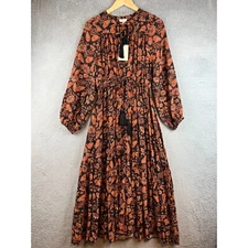 New Elan Dress Size Small Long Sleeves with Beautiful Orange & Black Fall Color