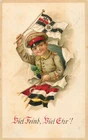 World War 1916 patriotic military drawn boy with flag ally flags greetings ww1