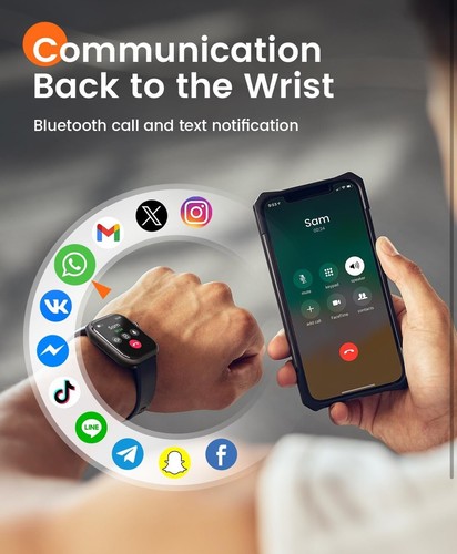 Men’s Smart Watch Fitness Tracker 1.85” Apple Android - Picture 5 of 11