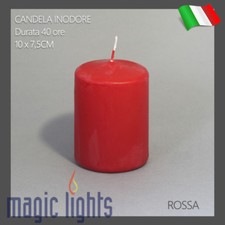 CERO MOCCOLO CANDELA INODORE ROSSA 10 X 7,5CM CERA DI ALTA QUALITA' 40 ORE