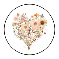 Flower Heart stickers labels tags envelope seals party favors