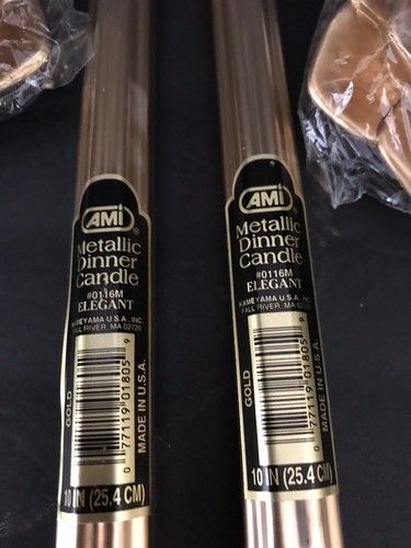 QTY-3 GOLD FLOWER FLOATING CANDLES 4" DIAMETER & QTY-2 10" DINNER CANDLES (NWT) - Picture 2 of 7