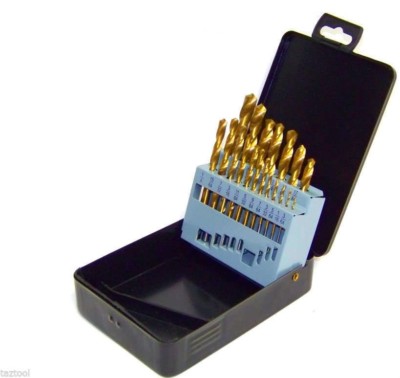 19Pcs High Speed Steel HSS Titanium Coated Twist Drill Bits With Metal ...