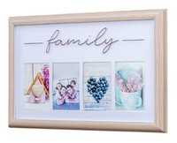 Bilderrahmen 4 Fotos 10X15 Natur Family Passepartout Mdf Holz Fotorahmen