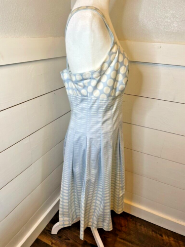 Calvin Klein Cotton Polka Dot Dress Women’s Retro 50s 60s Swing Look Blue Sz 6 - Picture 6 of 7
