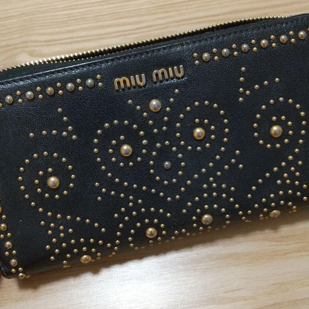 Used miumiu long wallet studs black from Japan Japanese JP Used miumiu long wallet studs black from Japan Japanese JP