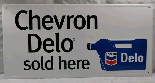 Chevron Delo 32” X 16”  Vintage Embossed Advertising Sign - Aluminum Read Descri
