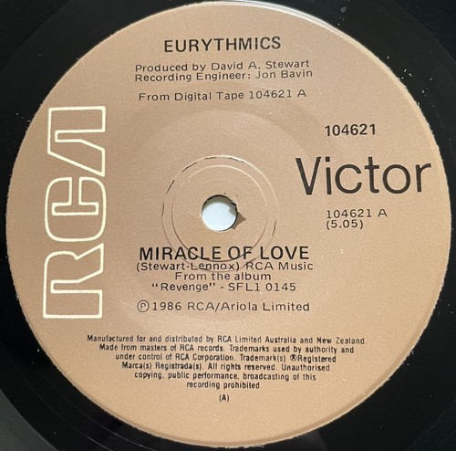 Eurythmics Miracle Of Love Vinyl Record 7” 45 RPM 104621 RCA Victor 1986 - Picture 14 of 24