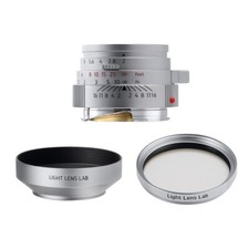 LIGHT LENS LAB M 50mm f/2 for Leica M w/ hood, filter set silver 