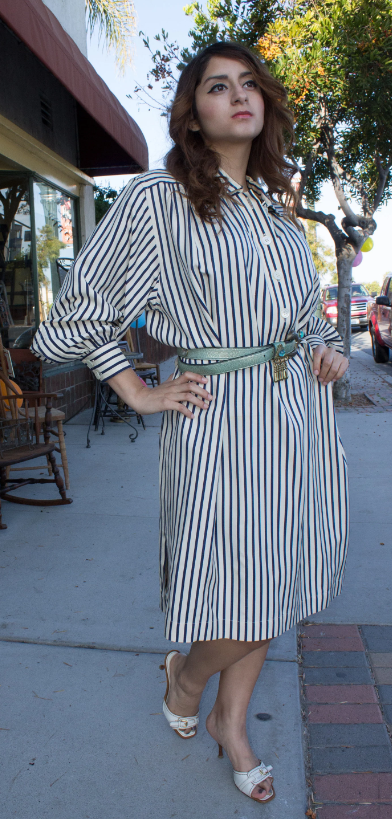 Abito YVES Saint Laurent YSL stile pigiama taglia M L anni 80 abito couture righe