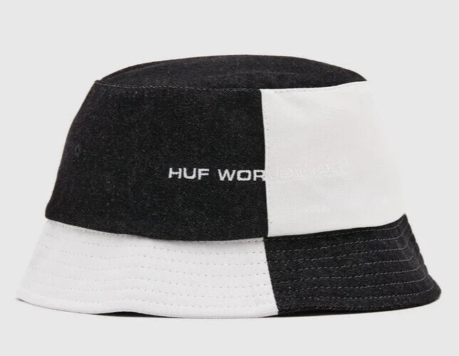 Huf Worldwide Skateboard Cap Hat Bucket Hat Block Out Black White S/M