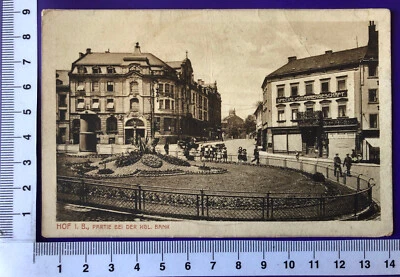 Hof Saale Partie bei der Kgl. Bank Special-Cigarrengeschäft Werbung Feldpost1911 - Bild 1 von 2