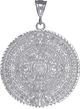Collar Colgante Plata Esterlina Calendario Azteca Maya Sol Dije Corte Diamante
