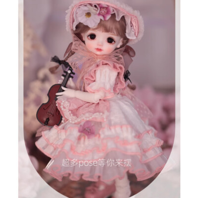 1/6 BJD Doll SD Resin Joint Eyes Face Makeup Cute Girl Doll Pink