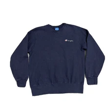vtg 90s usa made CHAMPION sweatshirt LARGE Navy Blue  blank v stitch embroidered