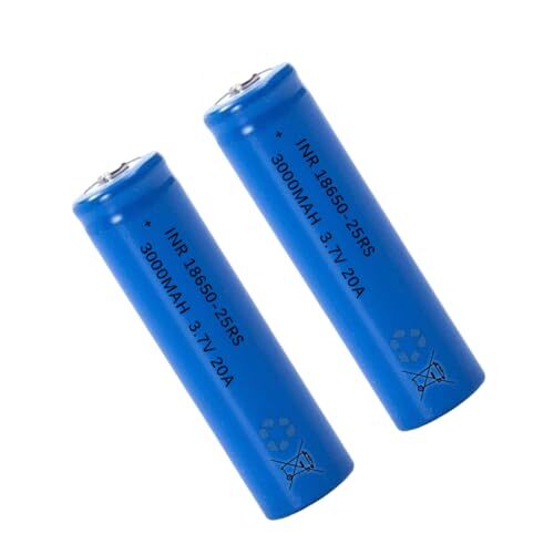 3.7 Volt 2 Packs Button Top Rechargeable Batteries 3000mAh for Flashlights, H...