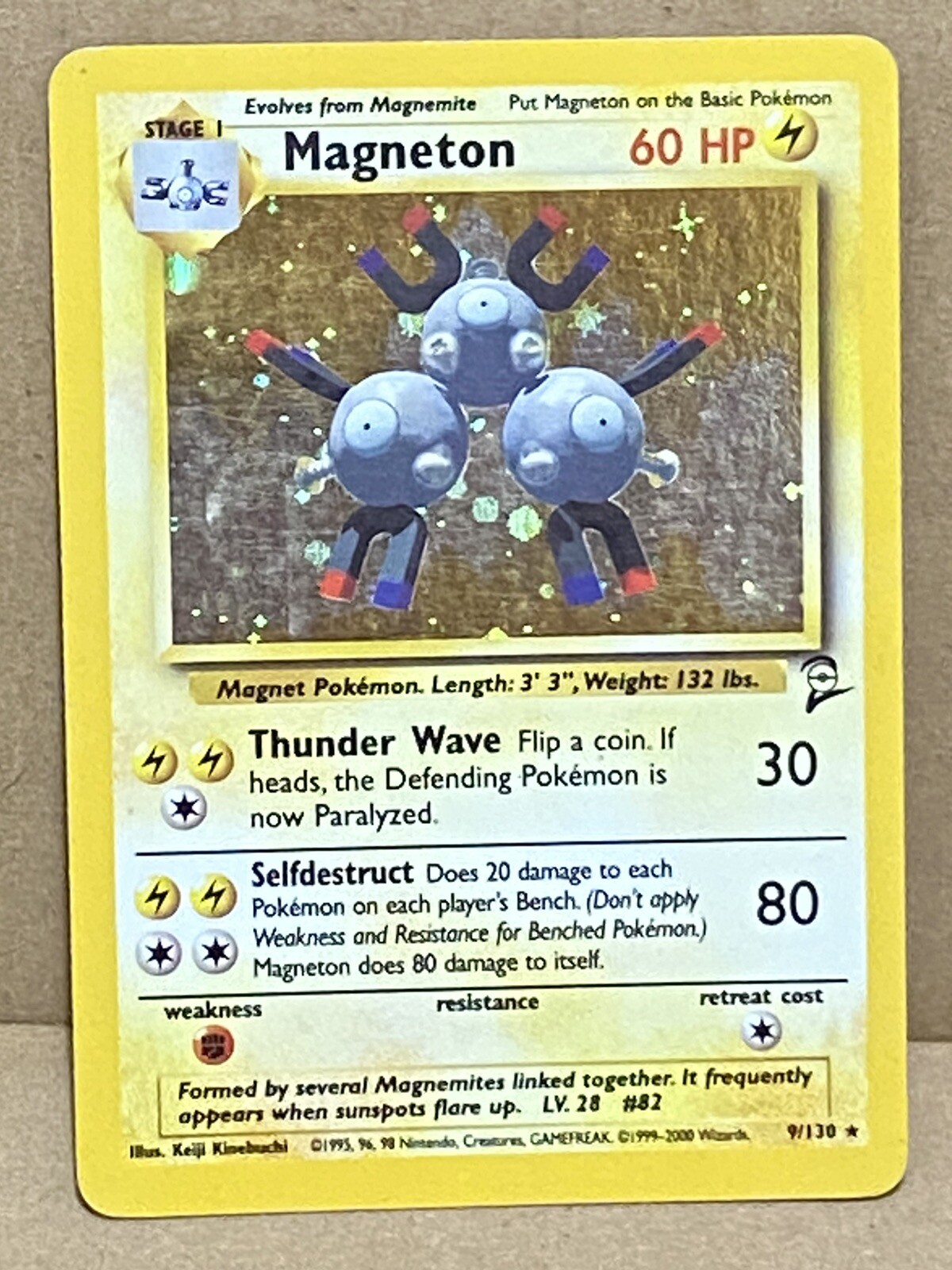 Pokémon Card Magneton Base Set 2 9/130 Holo Rare Mint Vintage