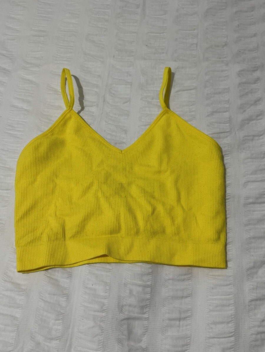 Primark Cami Vest Crop Top Yellow Size XS Summer UK