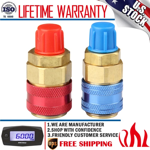 2PCS Air Condition Quick Connector Coupler Auto A/C Manifold High Low Adapters
