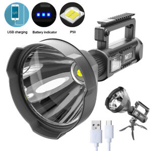 200000LM P50 LED USB Rechargeable Searchlight 4 Mode Work Light Flashlight Torch