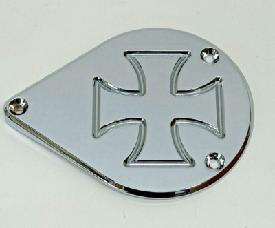 S&S TEARDROP CHROME MALTESE IRON CROSS AIR CLEANER COVER INSERT