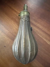 Antique Brass & Copper Civil War Era Black Powder Flask Vintage Hunting
