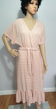 Quiz Burnout Wrap Front Tie Belt Frill Hem Midaxi Dress, size UK 10. RRP £44 