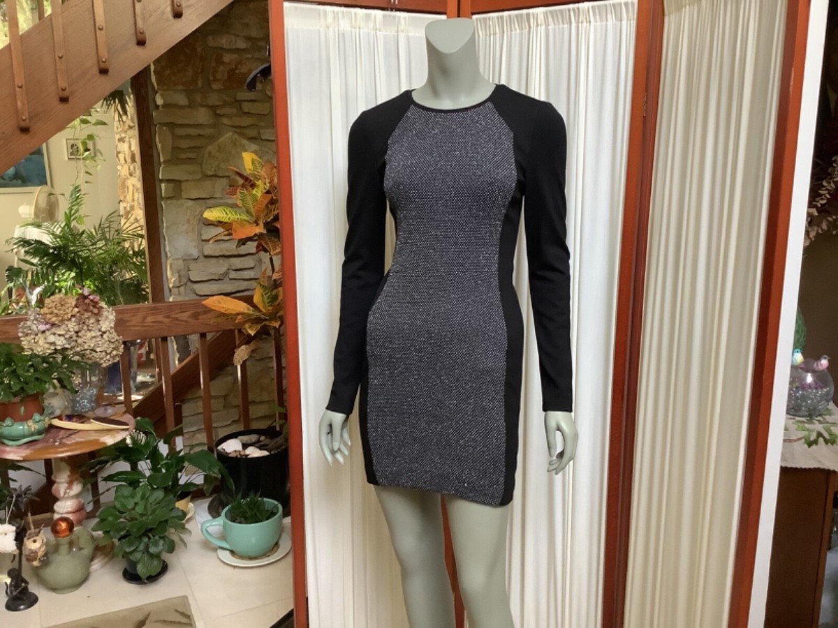 knee length dresses for ladies Ani Color Block Sweater Midi Dress Sheath Long Sleeve main image 0