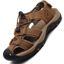 Genuine Leather Men's Summer Sandals Fashion Thick Sole Non-slip Slippers
