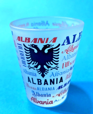 NEW ALBANIA WHISKY RAKI SHOT GLASS-BARWARE-COLLECTIBLE SHOT GLASS-SOUVENIR-6 CM